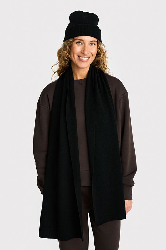 Knitted merino wool hat and scarf set 2 | BLACK | Audimas