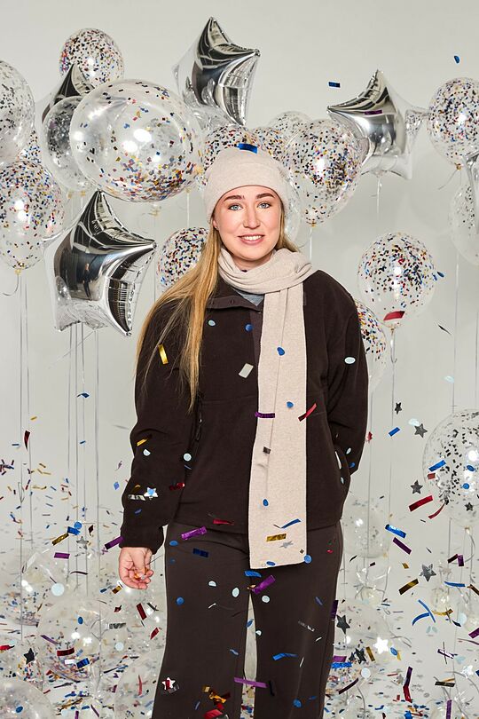 Knitted merino wool hat and scarf set 1 | Cream | Audimas