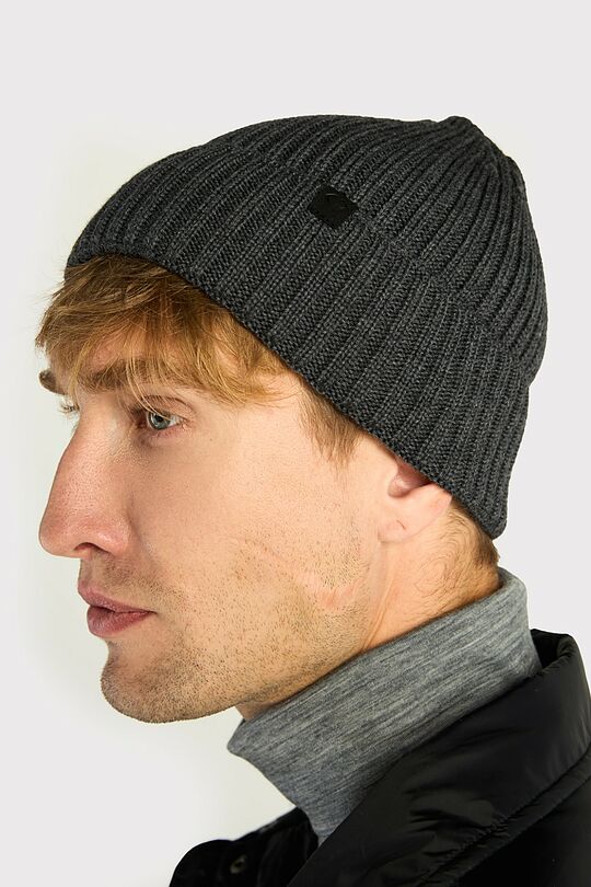 Knitted merino wool hat and scarf set 5 | GREY | Audimas