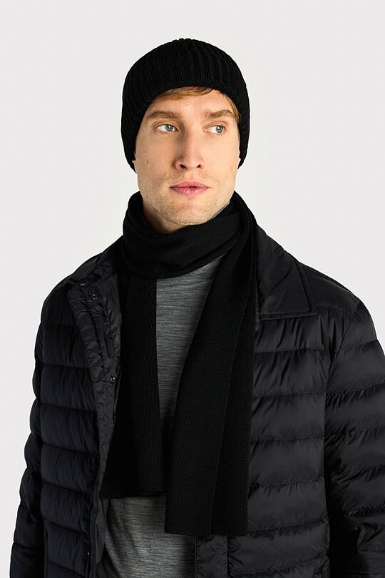 Knitted merino wool hat and scarf set 2 | BLACK | Audimas