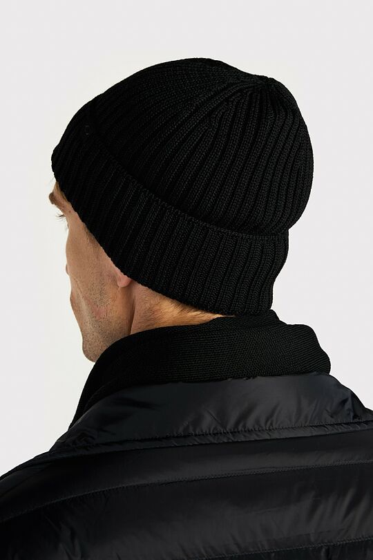 Knitted merino wool hat and scarf set 5 | BLACK | Audimas