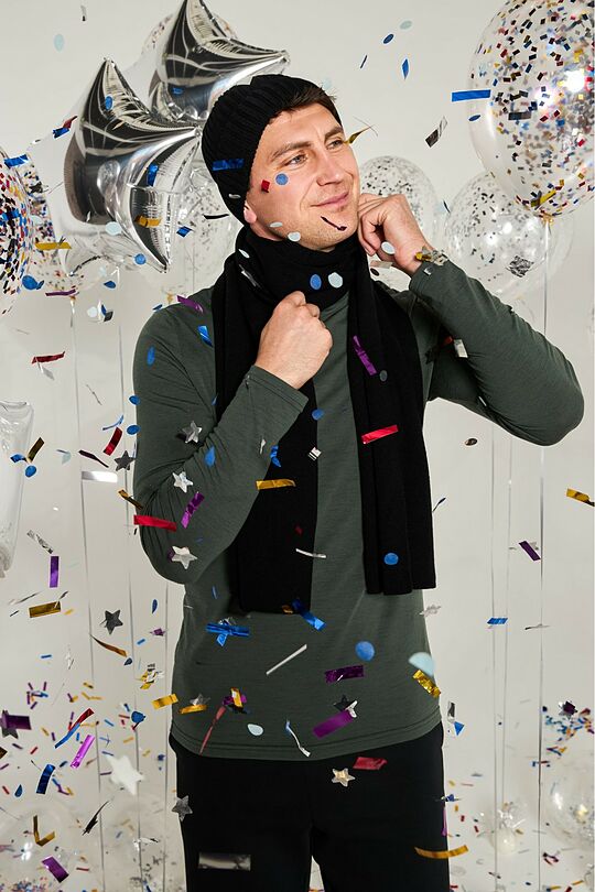 Knitted merino wool hat and scarf set 1 | BLACK | Audimas