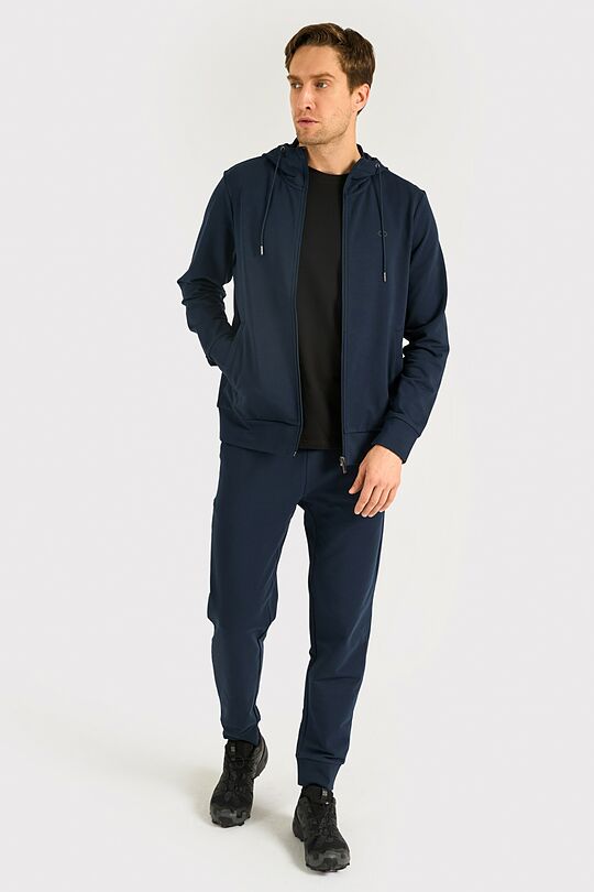 Tapered fit cotton French terry sweatpants 1 | Dark blue | Audimas