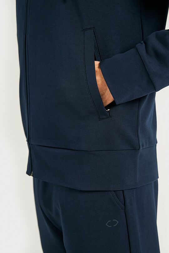 Cotton French terry full-zip hoodie 4 | Dark blue | Audimas