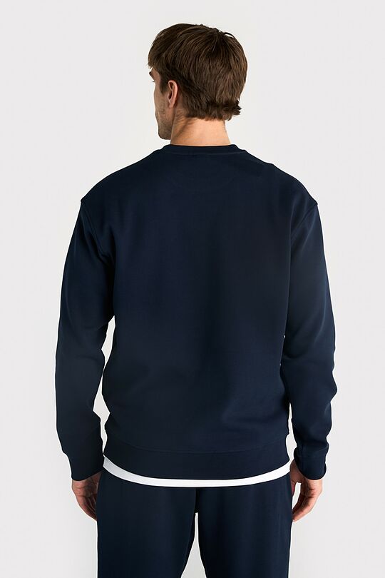 Cotton pique crewneck sweatshirt 2 | Dark blue | Audimas