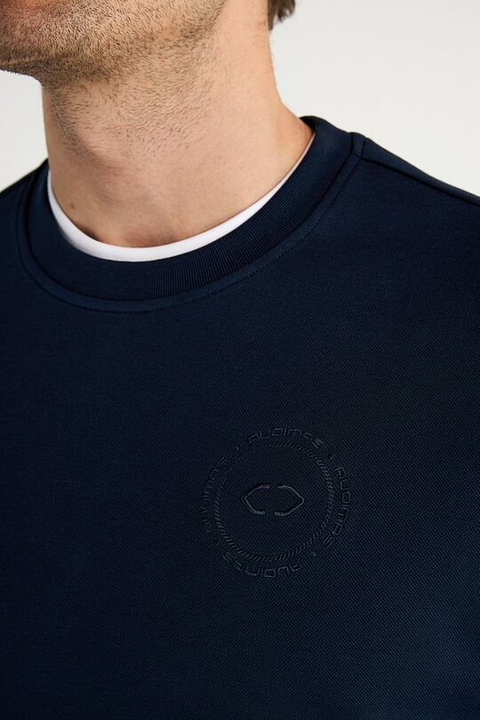 Cotton pique crewneck sweatshirt 3 | Dark blue | Audimas