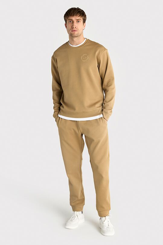 Cotton pique crewneck sweatshirt 4 | BROWN | Audimas
