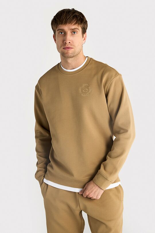 Cotton pique crewneck sweatshirt 1 | BROWN | Audimas
