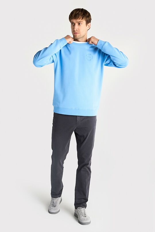 Cotton pique crewneck sweatshirt 4 | LIGHT BLUE | Audimas
