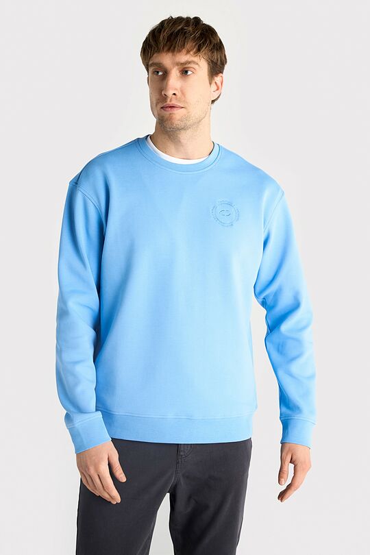 Cotton pique crewneck sweatshirt 1 | LIGHT BLUE | Audimas