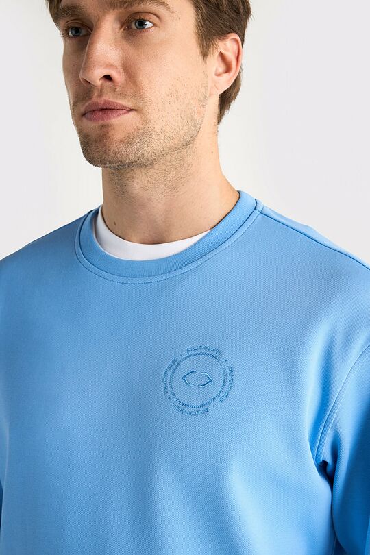 Cotton pique crewneck sweatshirt 3 | LIGHT BLUE | Audimas