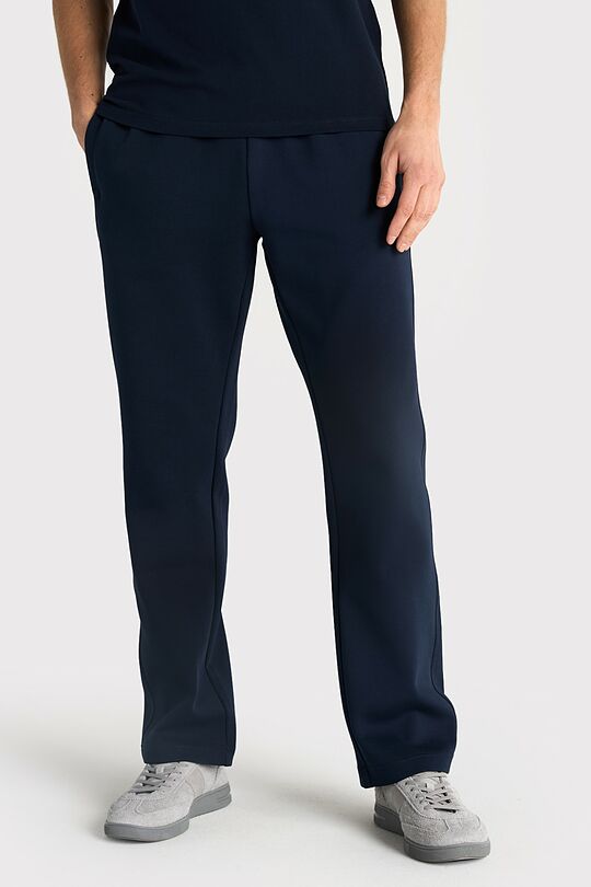 Straight fit cotton pique sweatpants 2 | Dark blue | Audimas