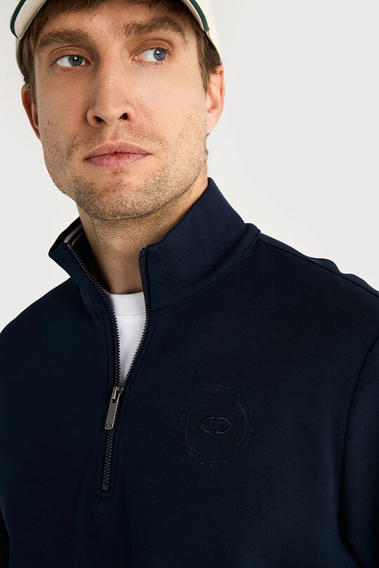 Cotton pique half zip sweatshirt 2 | Dark blue | Audimas