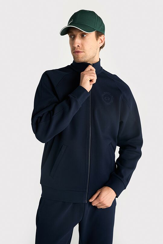 Cotton pique full-zip jacket 1 | Dark blue | Audimas