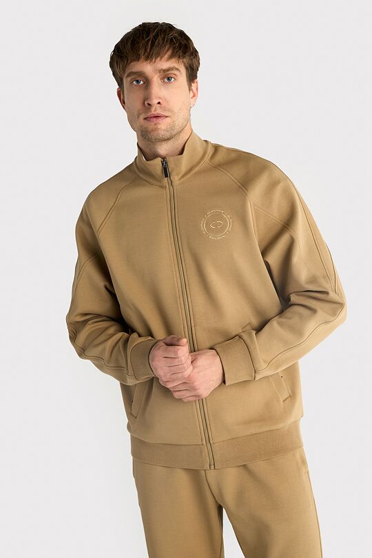 Cotton pique full-zip jacket 1 | BROWN | Audimas
