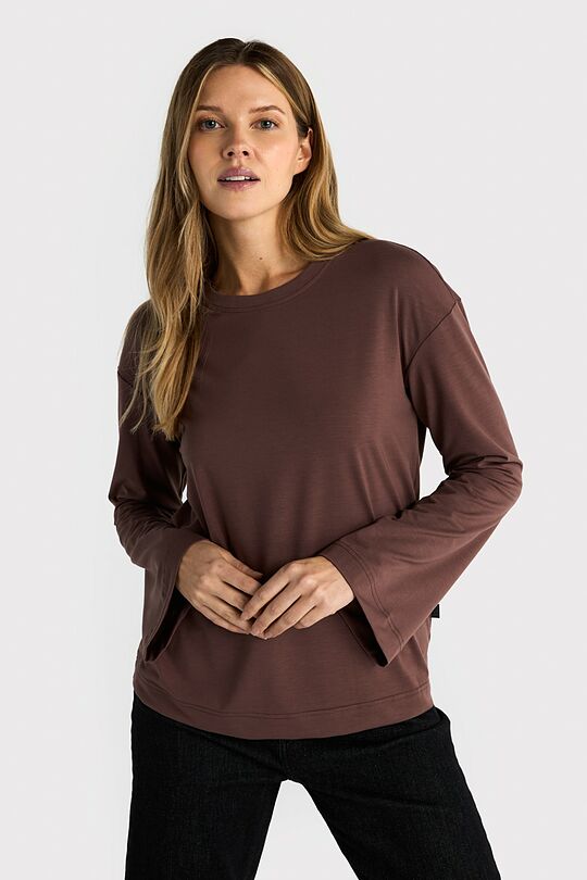 Long sleeve top with lyocell 1 | BROWN | Audimas