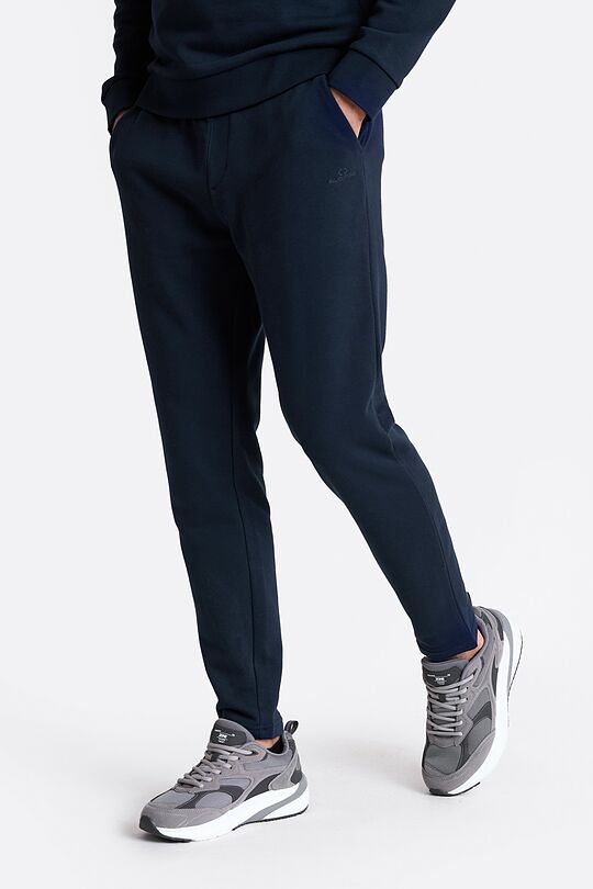 Cotton French terry tapered sweatpants 2 | Dark blue | Audimas