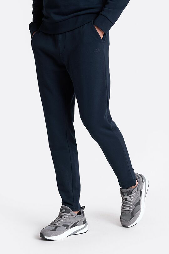 Cotton French terry tapered sweatpants 2 | Dark blue | Audimas
