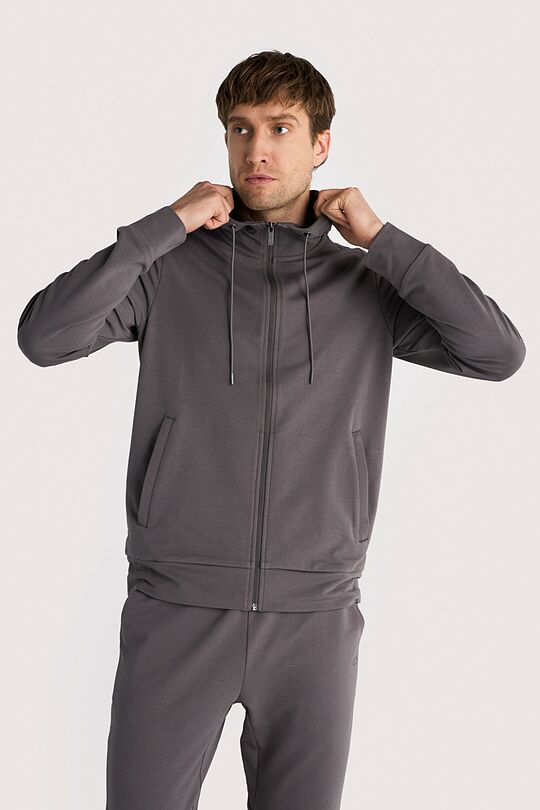 Cotton French terry full-zip hoodie 1 | GREY | Audimas