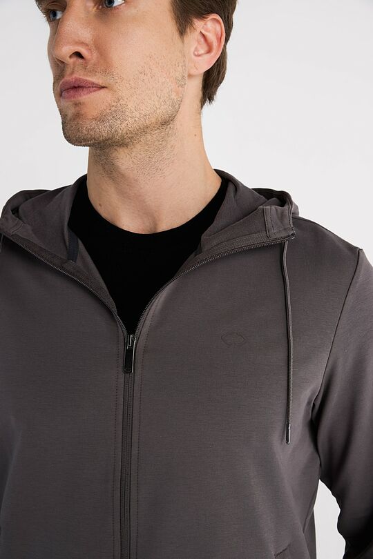 Cotton French terry full-zip hoodie 4 | GREY | Audimas