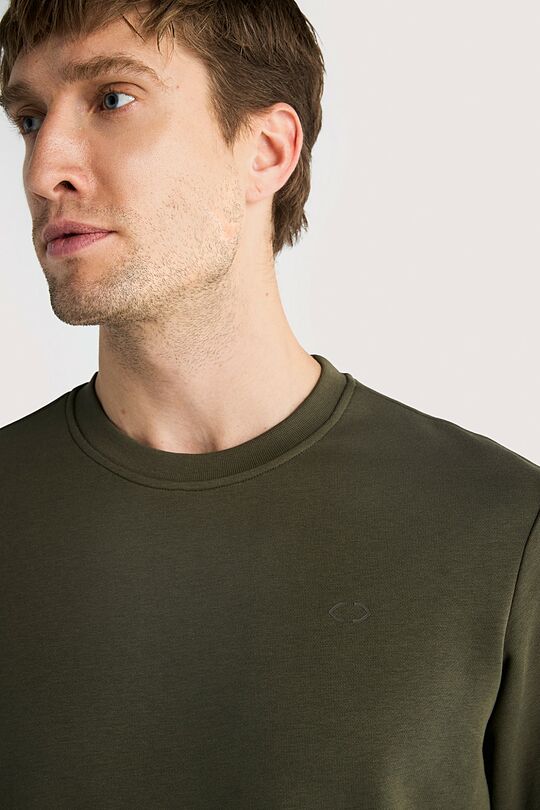 Cotton French terry crewneck sweatshirt 3 | Dark green | Audimas