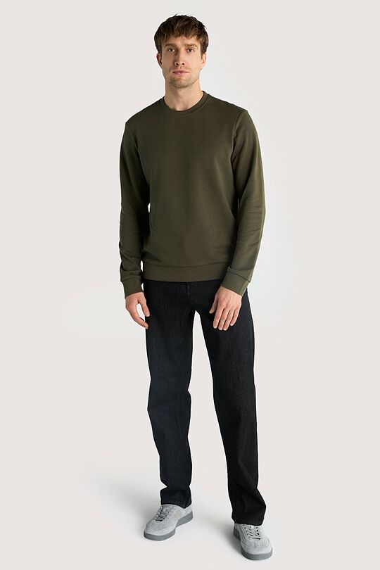 Cotton French terry crewneck sweatshirt 4 | Dark green | Audimas