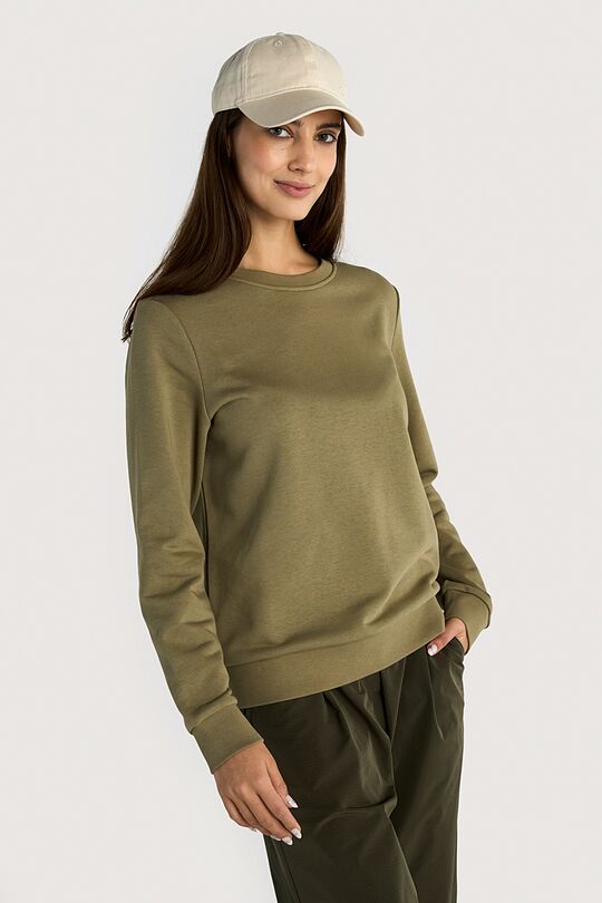 Cotton French terry crewneck sweatshirt 1 | GREEN | Audimas