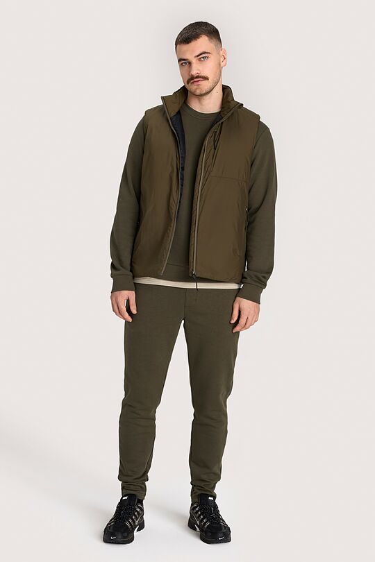 Tapered cotton French terry sweatpants 1 | Dark green | Audimas