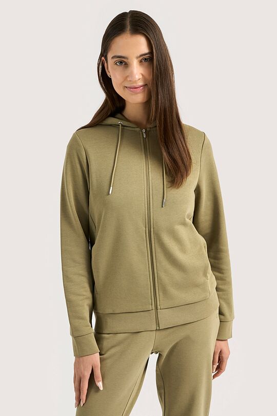 Cotton French terry full-zip hoodie 1 | GREEN | Audimas