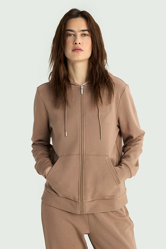 Cotton French terry full-zip hoodie with modal 1 | BROWN | Audimas