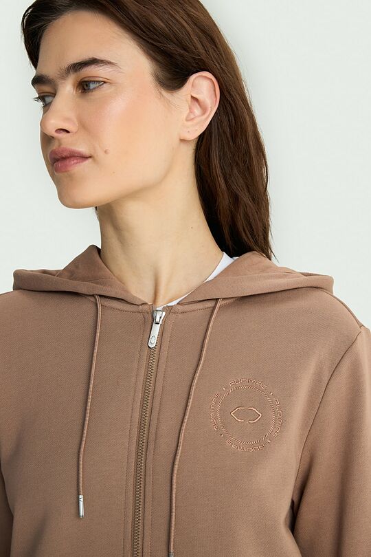 Cotton French terry full-zip hoodie with modal 3 | BROWN | Audimas
