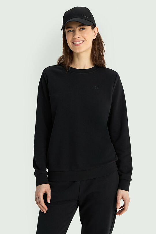 Cotton French terry crewneck sweatshirt 1 | BLACK | Audimas