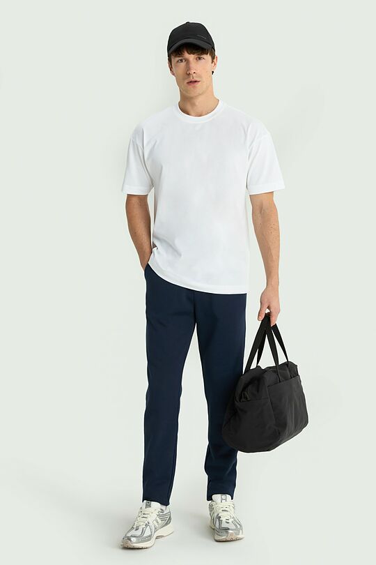 Cotton French terry tapered sweatpants 1 | Dark blue | Audimas