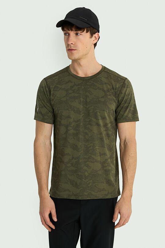 Jacquard knit synthetic T-shirt 1 | Dark green | Audimas