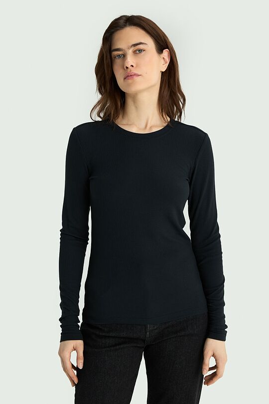 Rib knit long sleeve top 1 | BLACK | Audimas