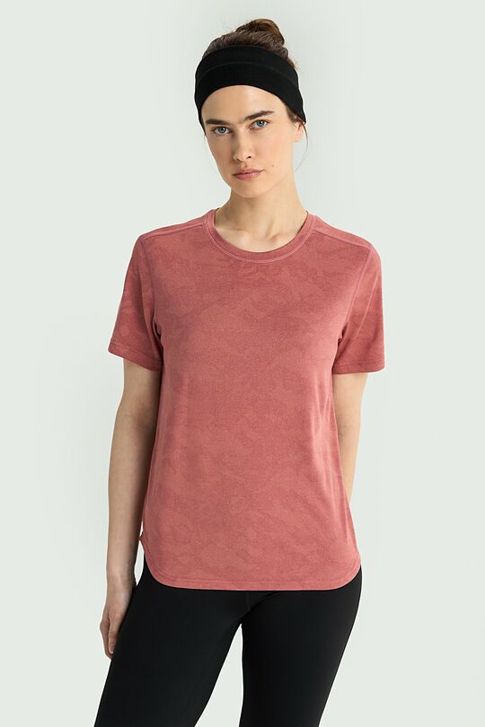 Jacquard knit synthetic T-shirt 1 | PINK | Audimas