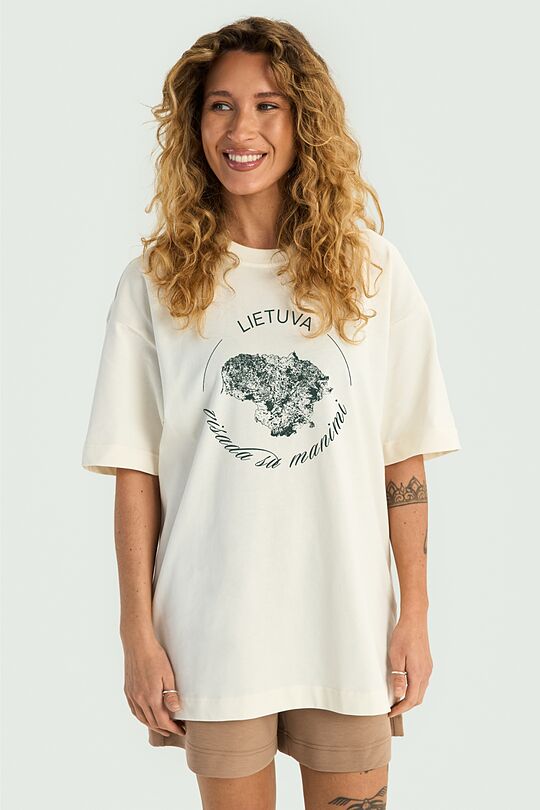 Short sleeves cotton T-shirt Lithuania 3 | Cream | Audimas