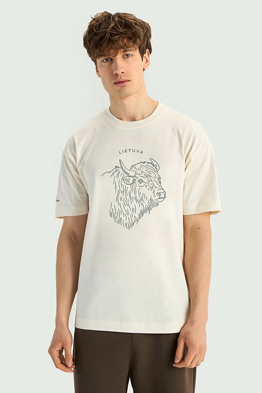 Short sleeves cotton T-shirt Bison 3 | Cream | Audimas
