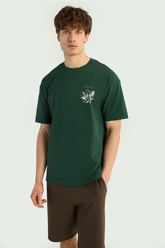 Short sleeves cotton T-shirt Oak small 3 | GREEN | Audimas