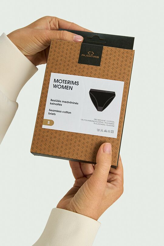 Seamless cotton briefs 4 | BLACK | Audimas