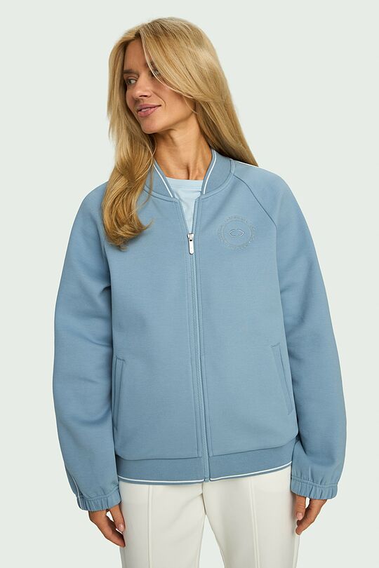 Cotton pique full-zip bomber jacket 4 | BLUE | Audimas