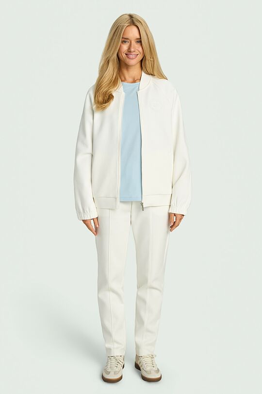 Cotton pique full-zip bomber jacket 6 | WHITE | Audimas