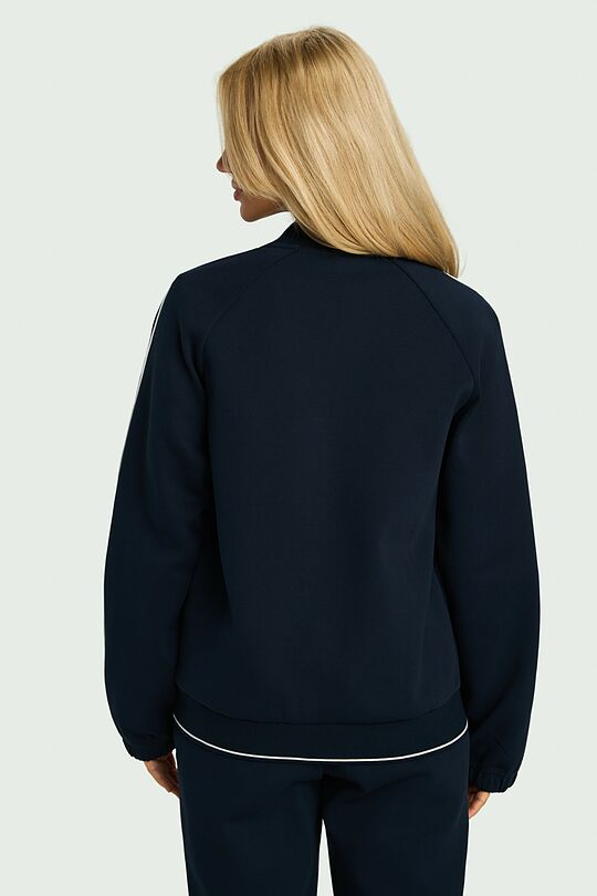Cotton pique full-zip bomber jacket 2 | Dark blue | Audimas