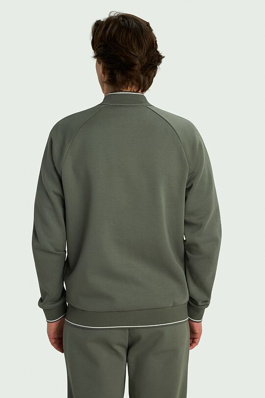 Cotton pique full-zip bomber jacket 2 | GREEN | Audimas