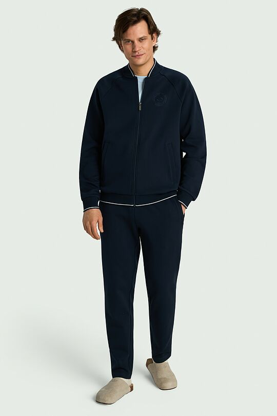 Cotton pique full-zip bomber jacket 6 | Dark blue | Audimas