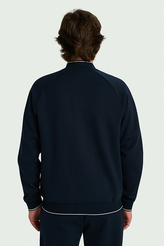 Cotton pique full-zip bomber jacket 2 | Dark blue | Audimas