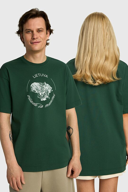 Short sleeves cotton T-shirt Lithuania 1 | GREEN | Audimas