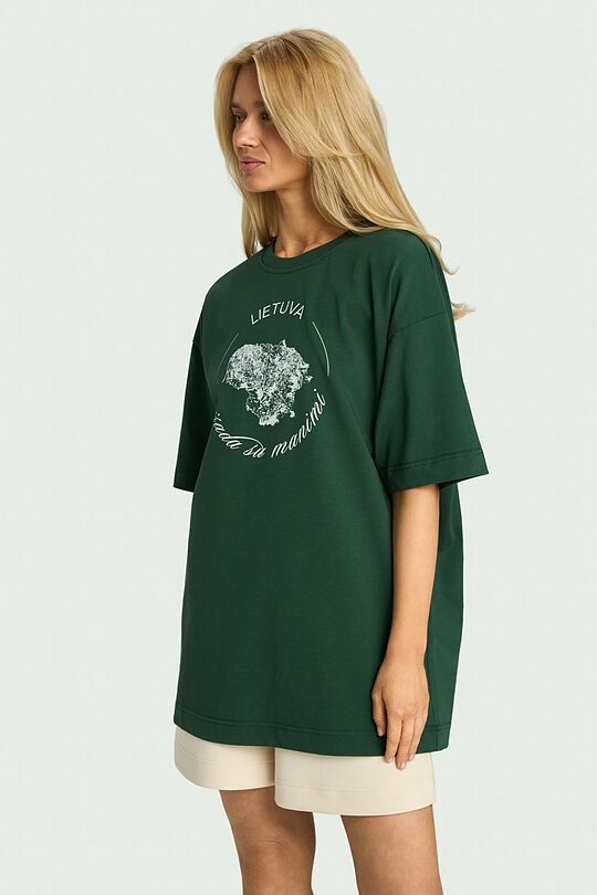 Short sleeves cotton T-shirt Lithuania 2 | GREEN | Audimas