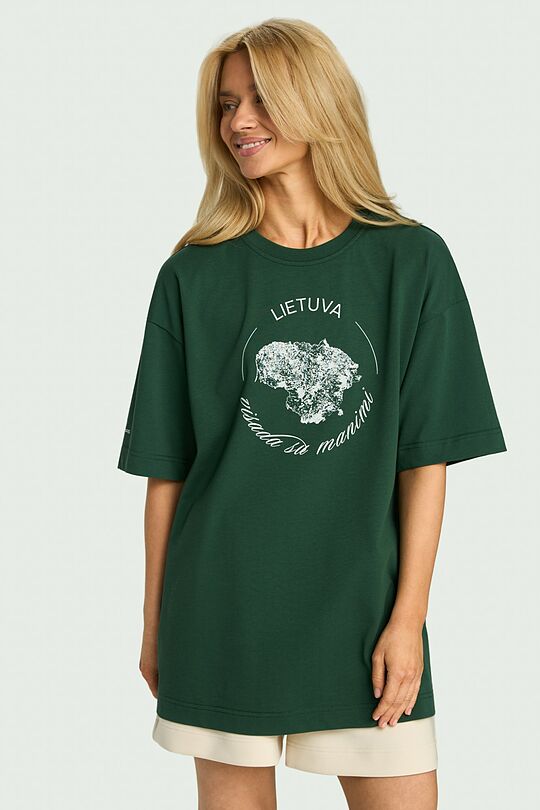 Short sleeves cotton T-shirt Lithuania 5 | GREEN | Audimas