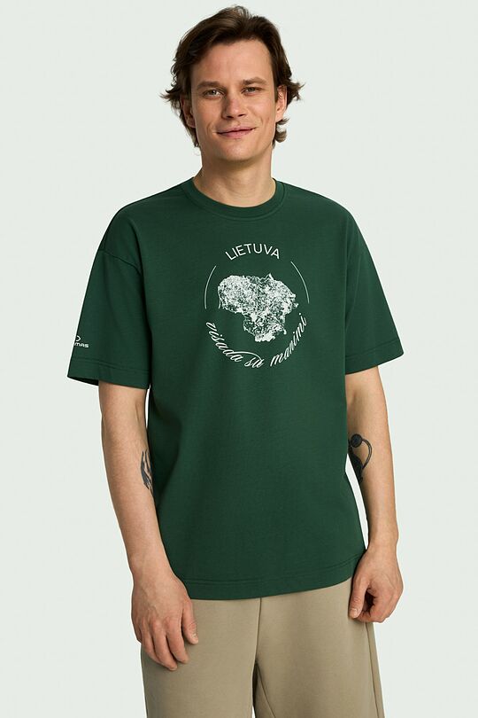 Short sleeves cotton T-shirt Lithuania 7 | GREEN | Audimas